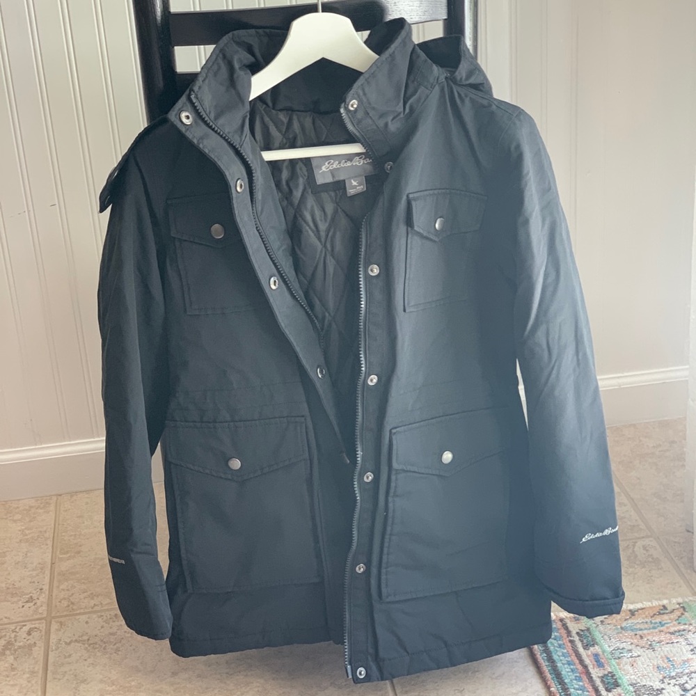 Eddie Bauer black hooded winter coat XSP